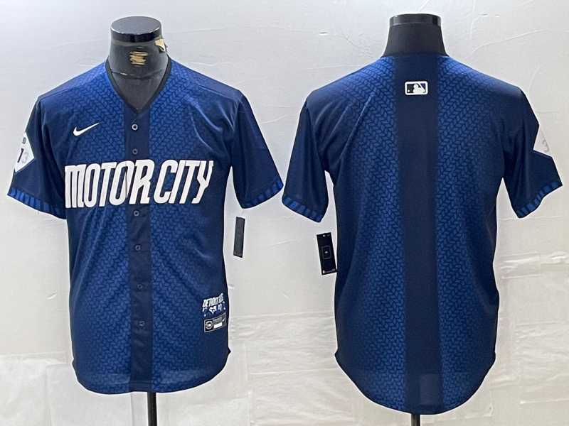 Mens Detroit Tigers Blank 2024 Navy City Connect Cool Base Limited Stitched Jersey->detroit tigers->MLB Jersey